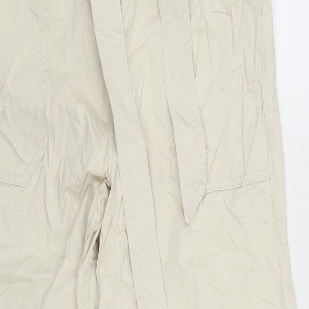 New Look Womens Beige Cotton Trousers Size 12 L29 in Regular Zip