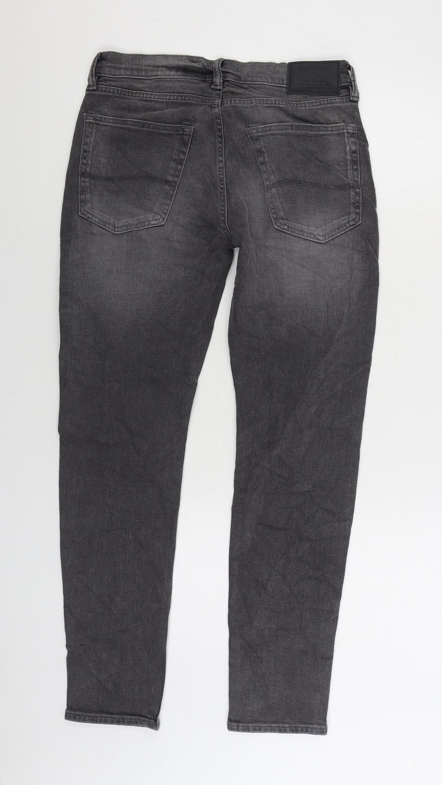 Marks and Spencer Mens Grey Cotton Skinny Jeans Size 30 in L29 in Regular Zip