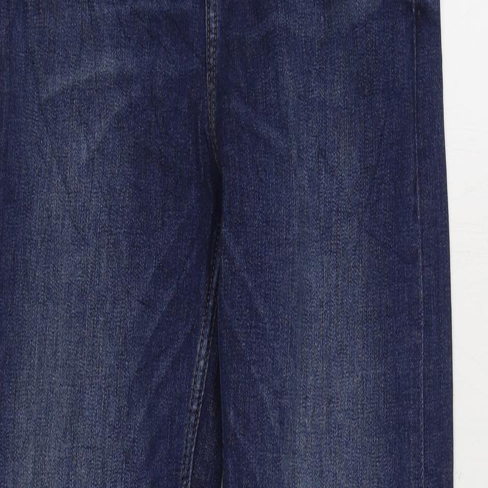 Marks and Spencer Womens Blue Cotton Straight Jeans Size 8 L30 in Regular Zip