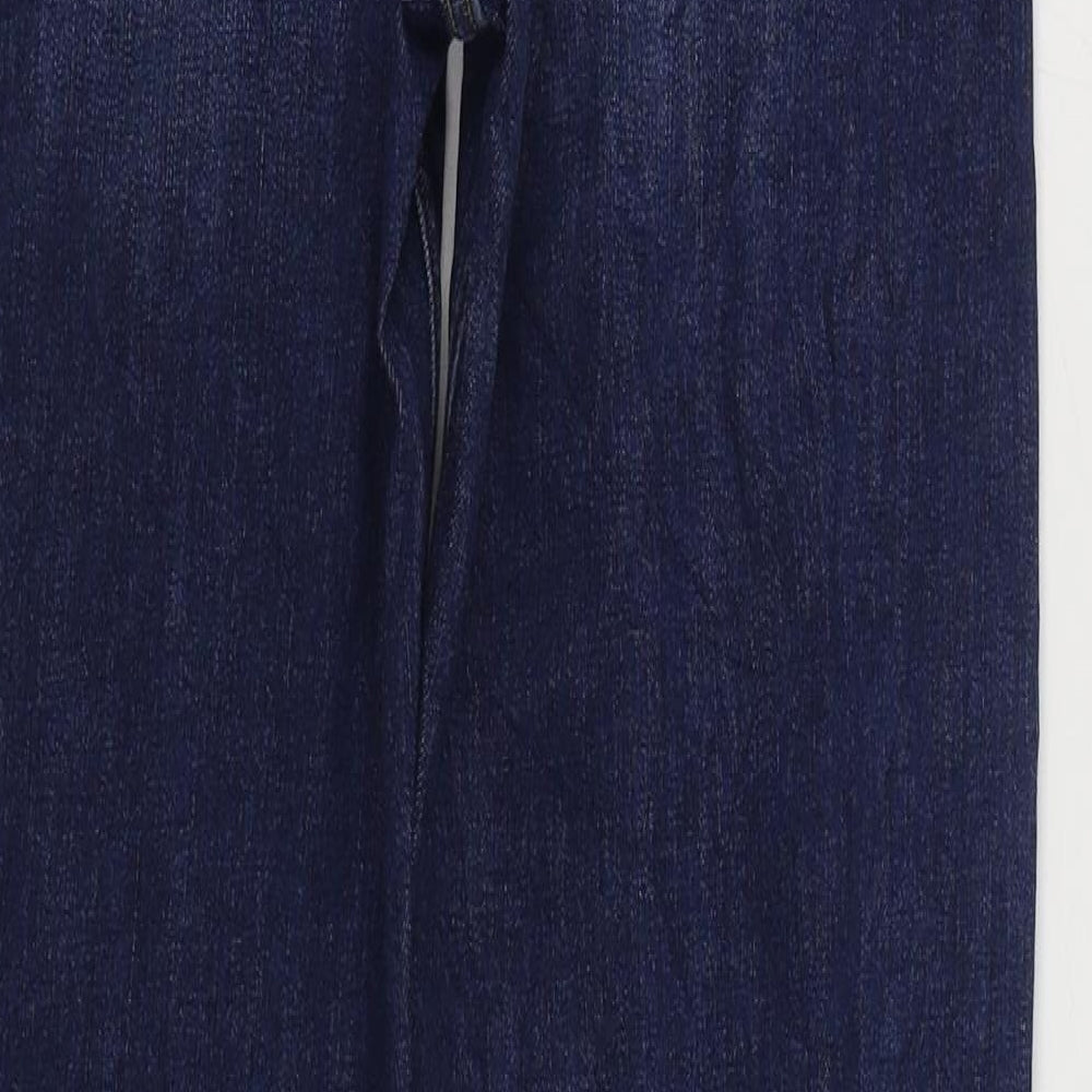 Marks and Spencer Womens Blue Cotton Straight Jeans Size 8 L30 in Regular Zip