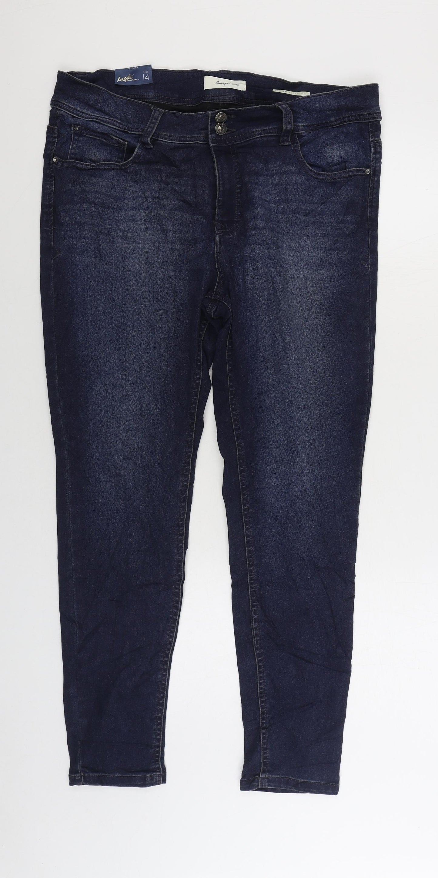 Angels Womens Blue Cotton Skinny Jeans Size 14 L28 in Regular Zip