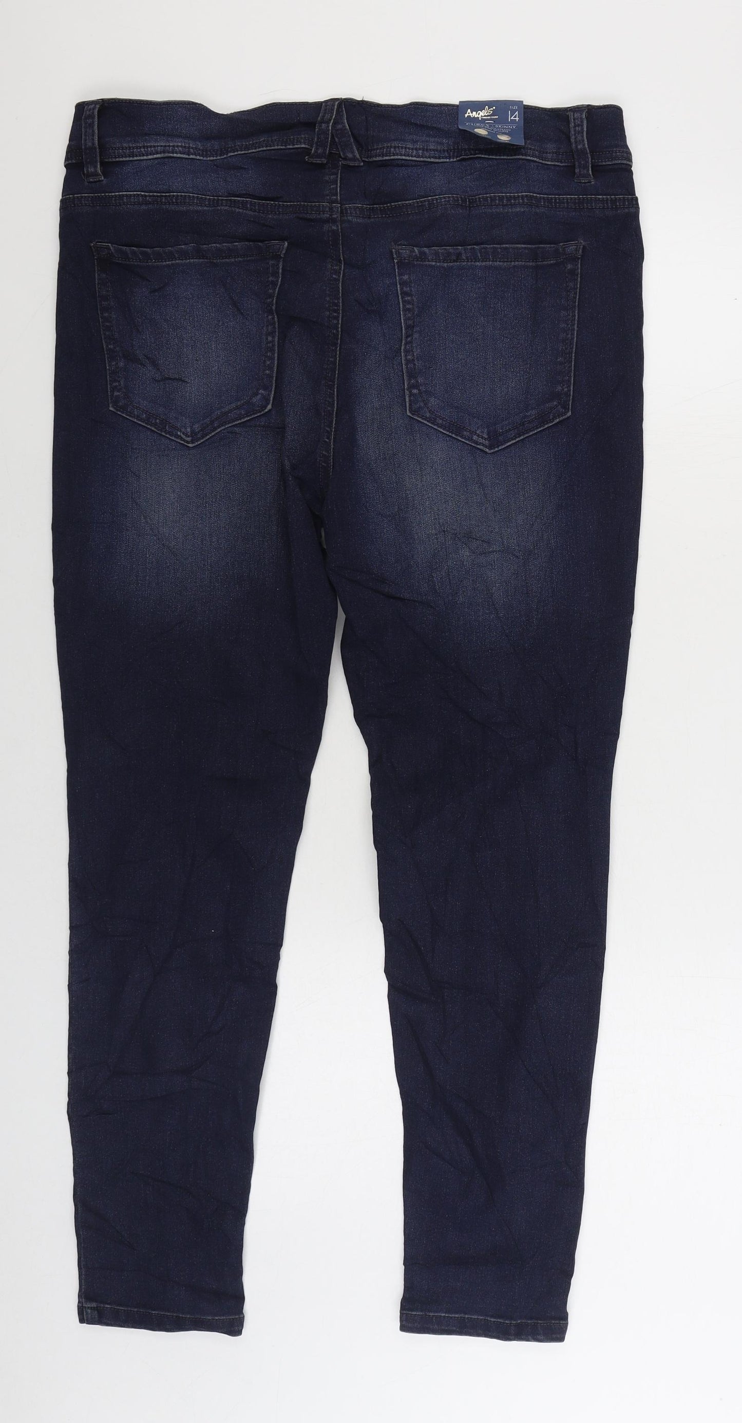 Angels Womens Blue Cotton Skinny Jeans Size 14 L28 in Regular Zip
