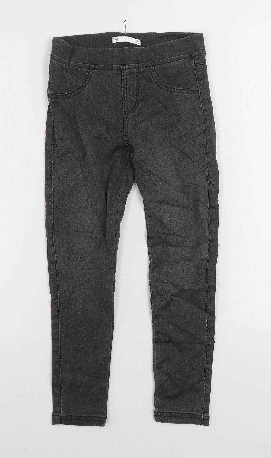 Marks and Spencer Girls Grey Cotton Jegging Jeans Size 7-8 Years Regular Pullover
