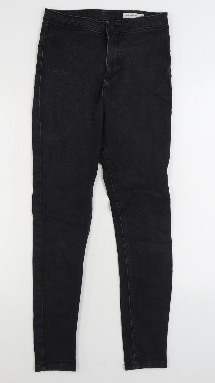 Marks and Spencer Womens Black Cotton Skinny Jeans Size 10 L29 in Regular Zip