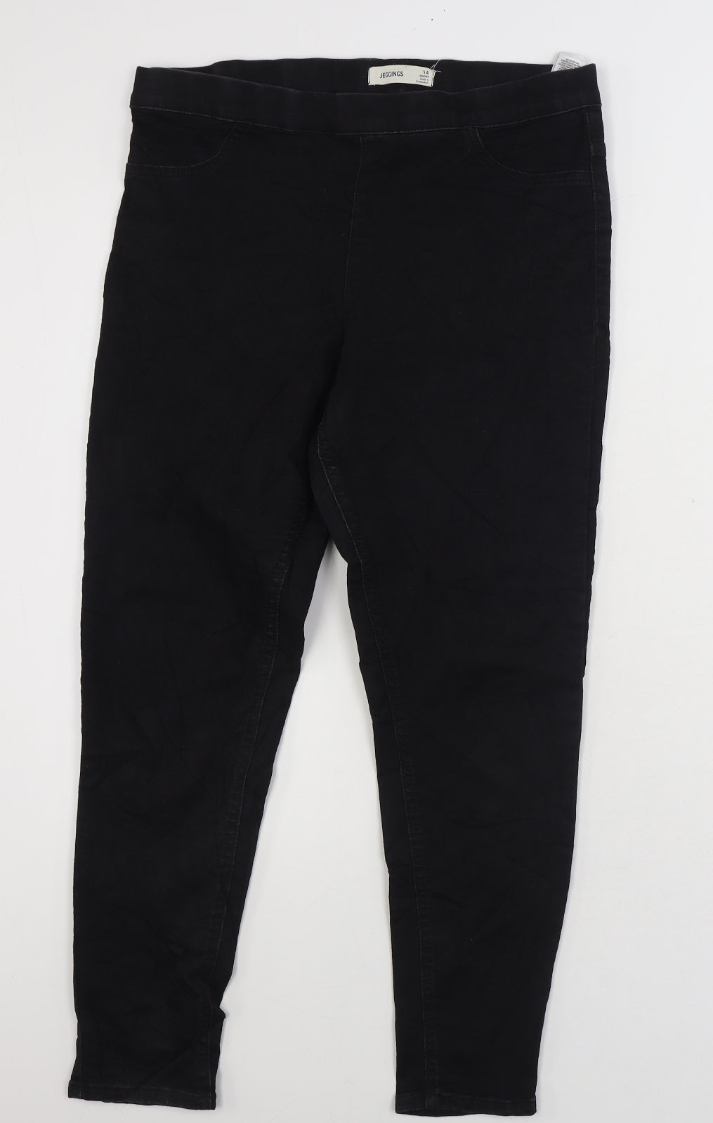 Marks and Spencer Womens Black Cotton Jegging Jeans Size 14 L25 in Regular Zip