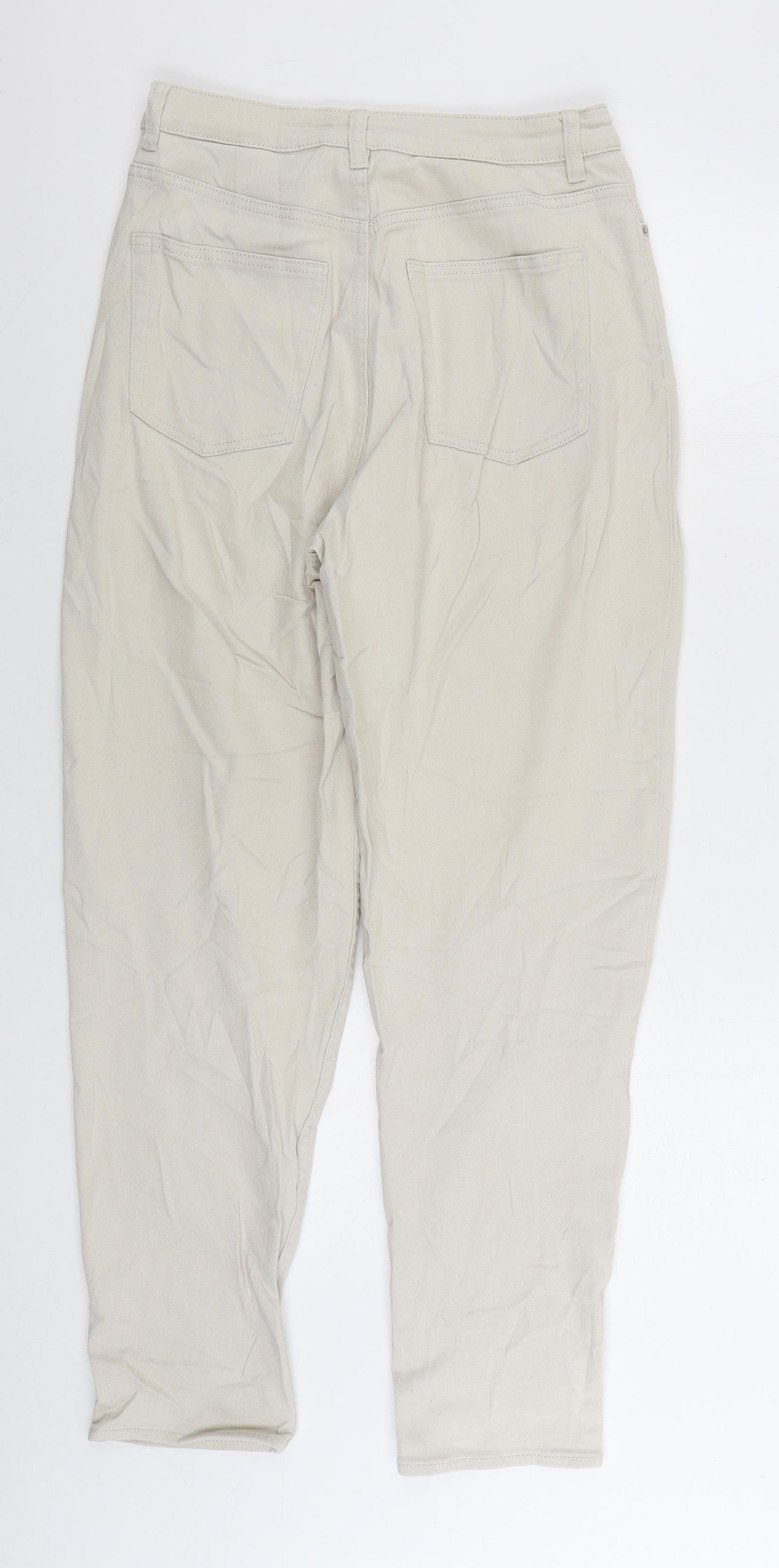 Divided by H&M Womens Beige Cotton Tapered Jeans Size 10 L28 in Regular Zip