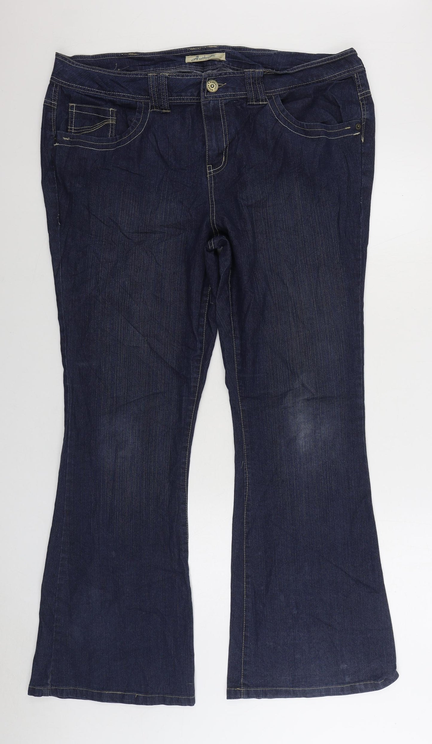 Authentic Denim Womens Blue Cotton Bootcut Jeans Size 42 in L32 in Regular Zip