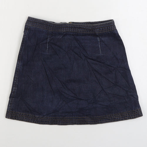Cooperative Womens Blue Cotton A-Line Skirt Size S Zip