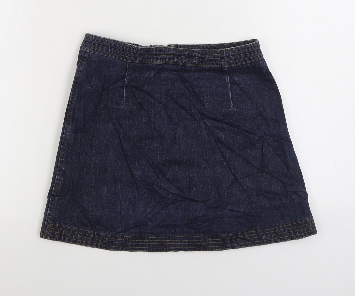 Cooperative Womens Blue Cotton A-Line Skirt Size S Zip