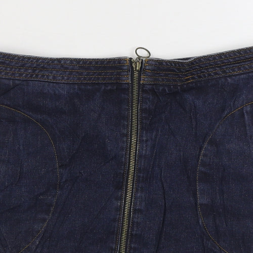 Cooperative Womens Blue Cotton A-Line Skirt Size S Zip
