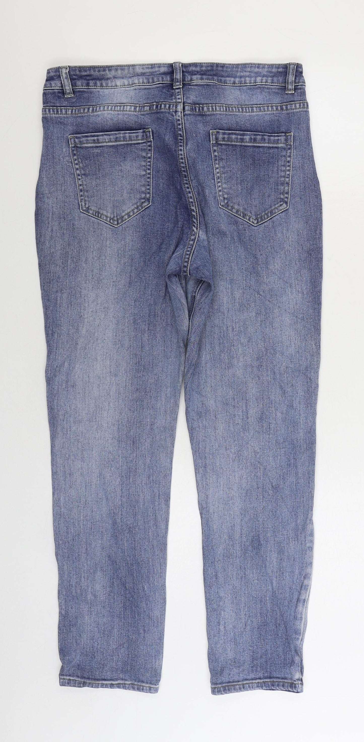 Nutmeg Womens Blue Cotton Straight Jeans Size 14 L27 in Regular Zip