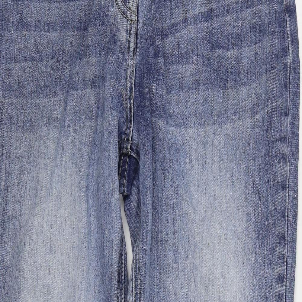 Nutmeg Womens Blue Cotton Straight Jeans Size 14 L27 in Regular Zip