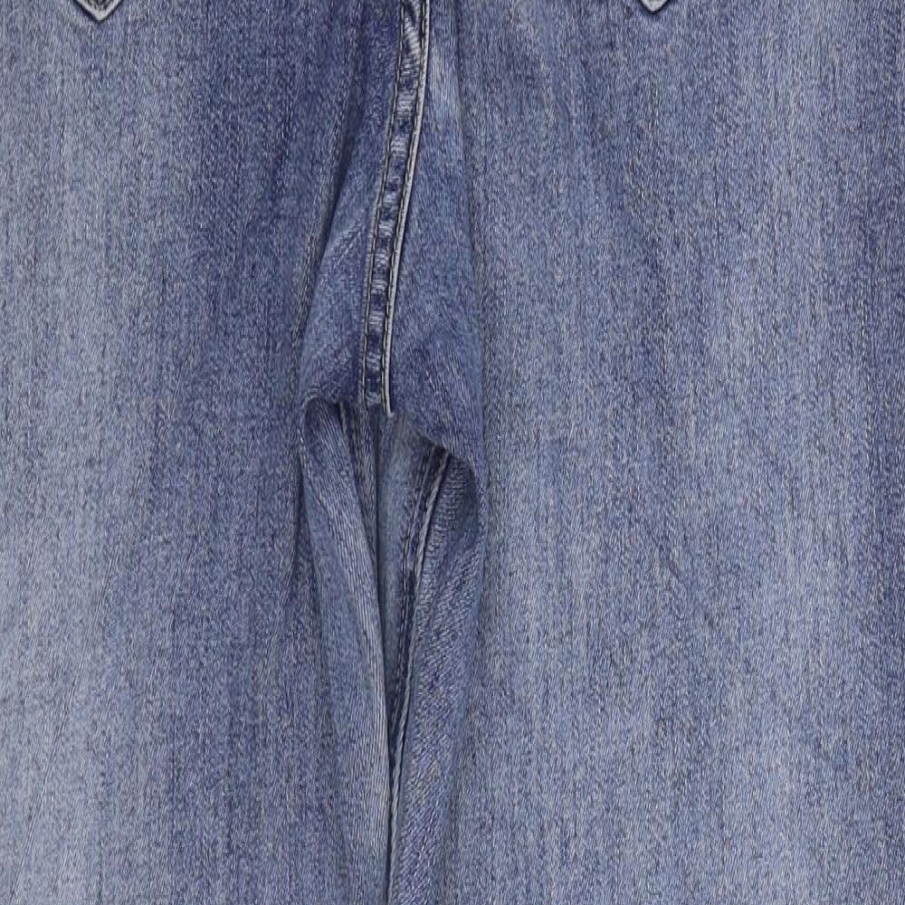 Nutmeg Womens Blue Cotton Straight Jeans Size 14 L27 in Regular Zip