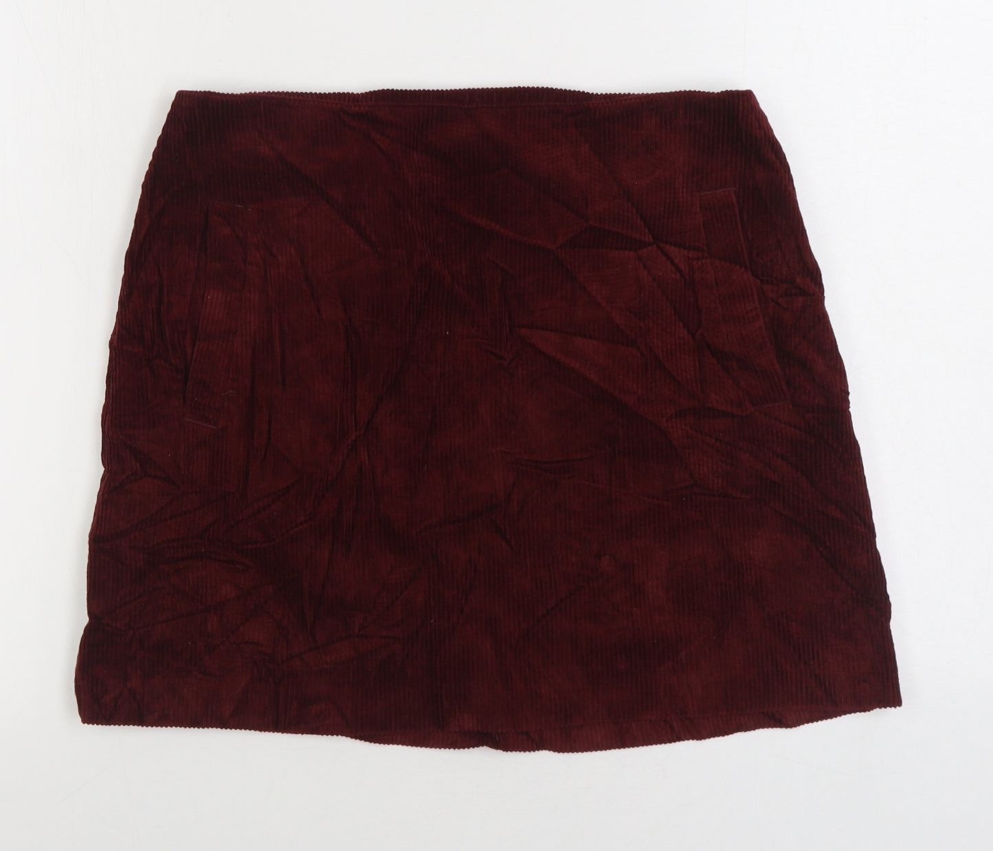 New Look Womens Red Cotton Mini Skirt Size 12 Zip