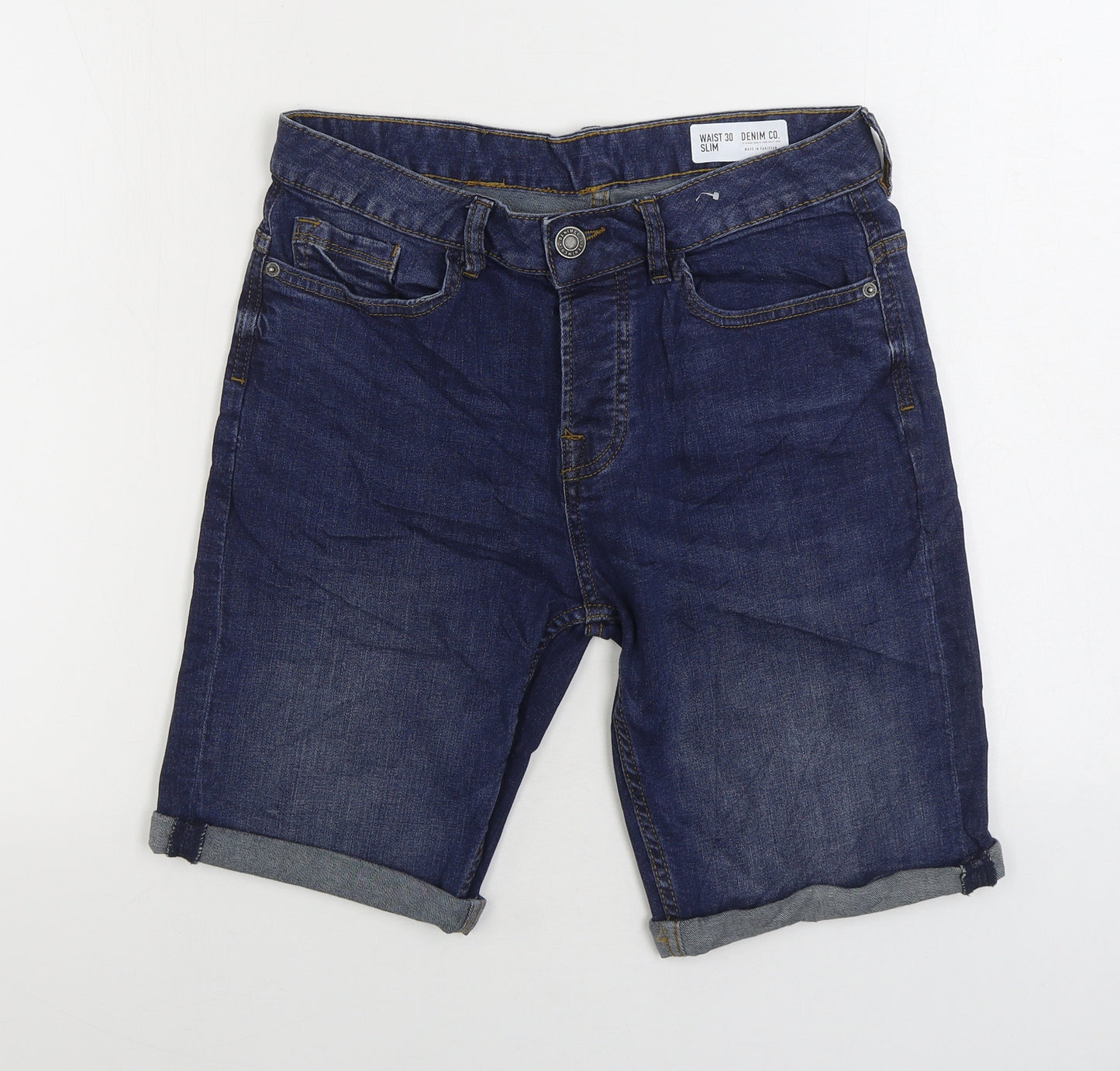 Denim & Co. Mens Blue Cotton Bermuda Shorts Size 30 in L9 in Regular Zip