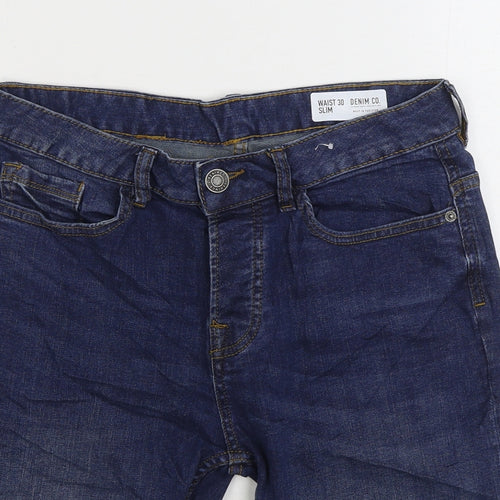 Denim & Co. Mens Blue Cotton Bermuda Shorts Size 30 in L9 in Regular Zip