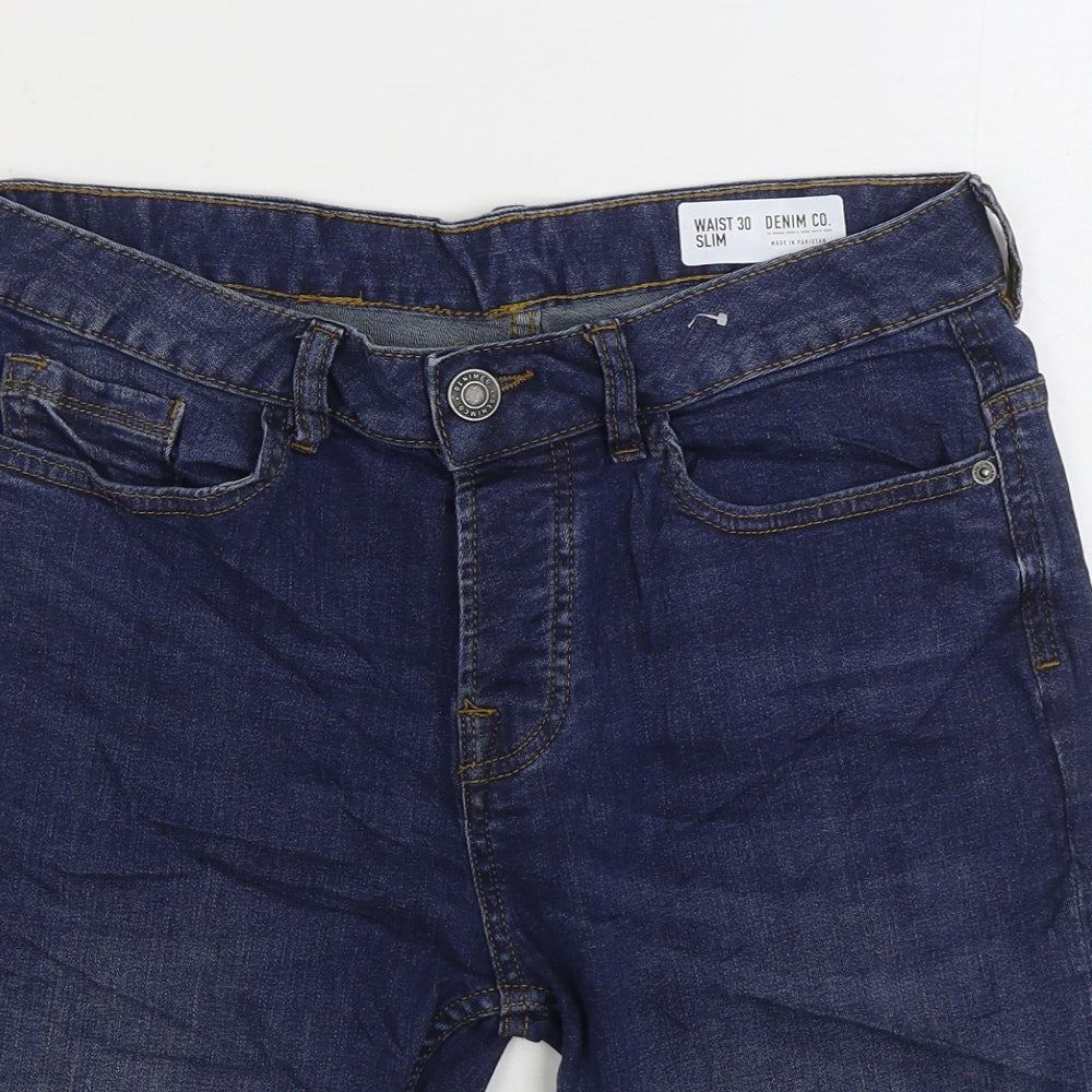 Denim & Co. Mens Blue Cotton Bermuda Shorts Size 30 in L9 in Regular Zip