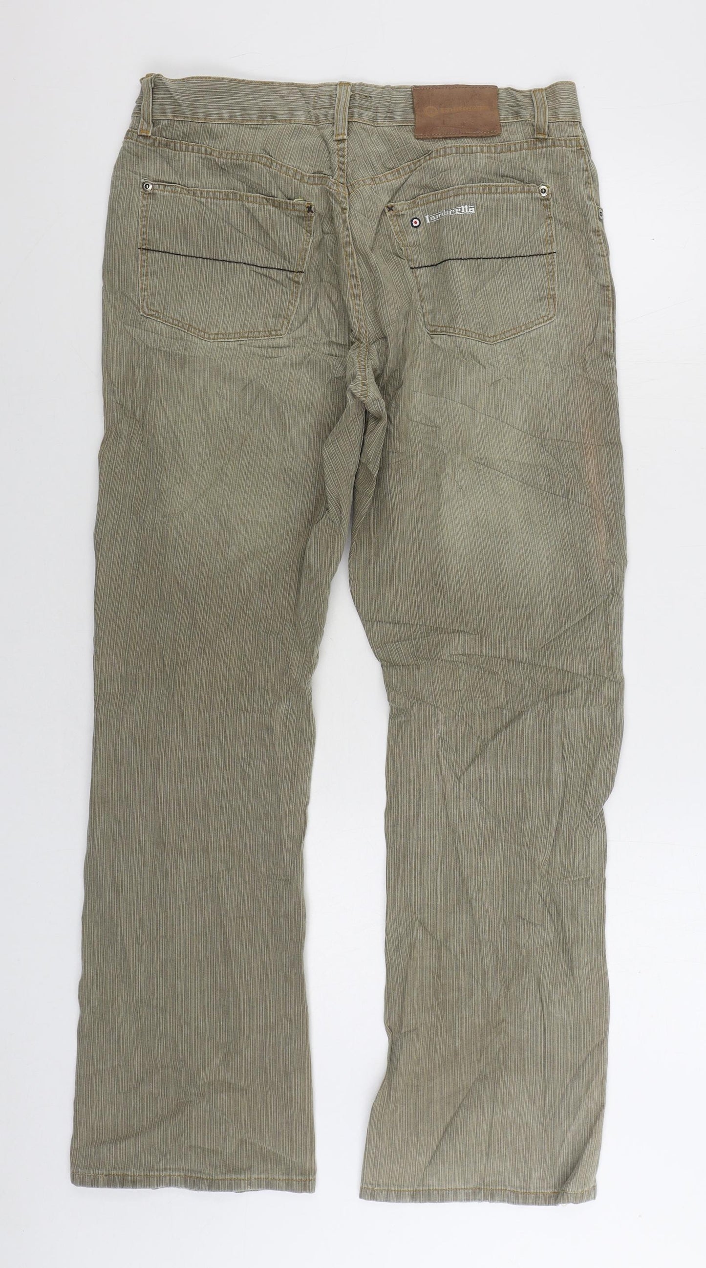 Lambretta Mens Beige Cotton Trousers Size 32 in L31 in Regular Button