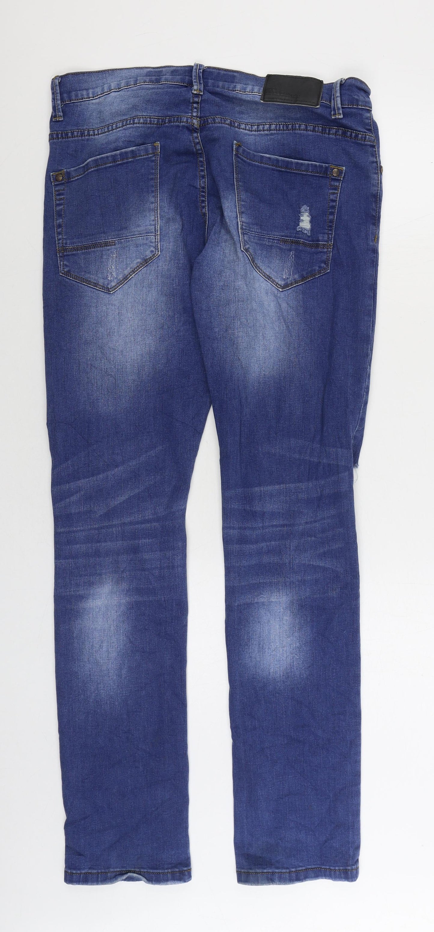 Crosshatch Mens Blue Cotton Straight Jeans Size 34 in L32 in Regular Zip