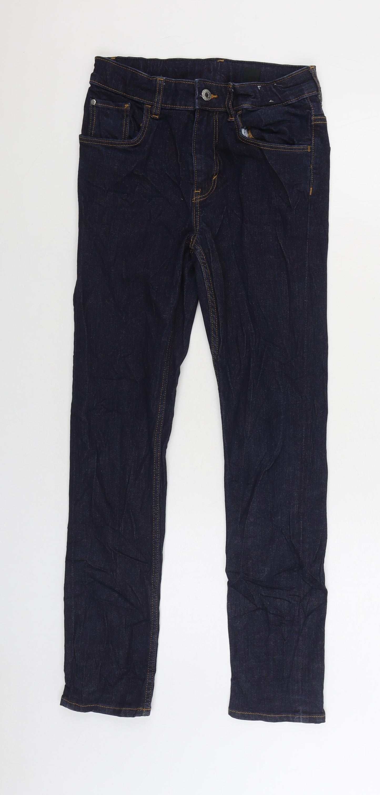 Denim & Co. Boys Blue Cotton Skinny Jeans Size 12-13 Years Regular Zip