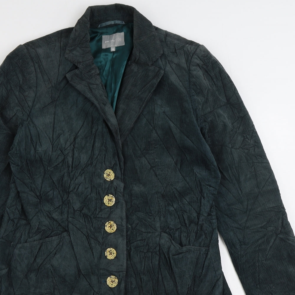 Per Una Womens Green Jacket Size 16 Button