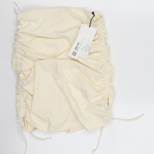 Zara Womens White Polyester Set Size S Zip - Ruched