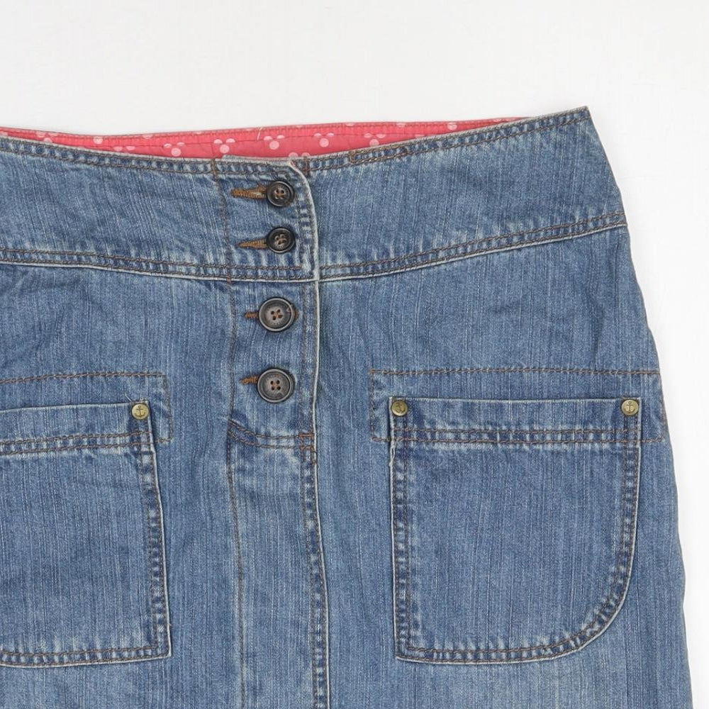 Preworn Womens Blue Cotton Cargo Skirt Size 10 Button