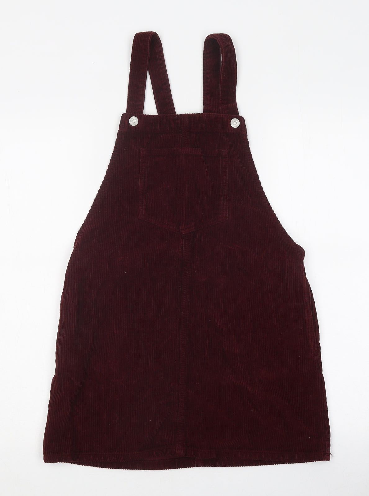 Topshop Womens Purple Cotton Pinafore/Dungaree Dress Size 8 High Neck Button