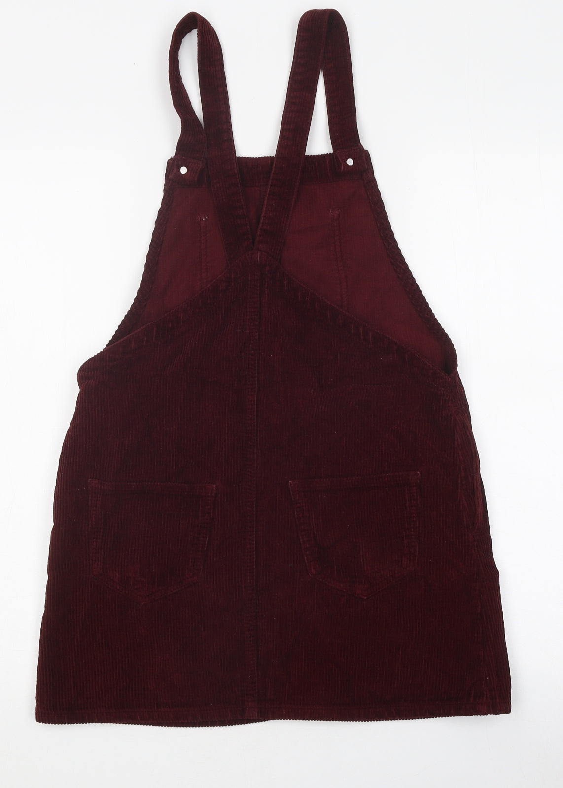 Topshop Womens Purple Cotton Pinafore/Dungaree Dress Size 8 High Neck Button