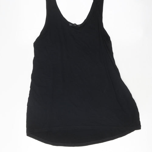 F&F Womens Black Polyester Basic Tank Size 10 V-Neck