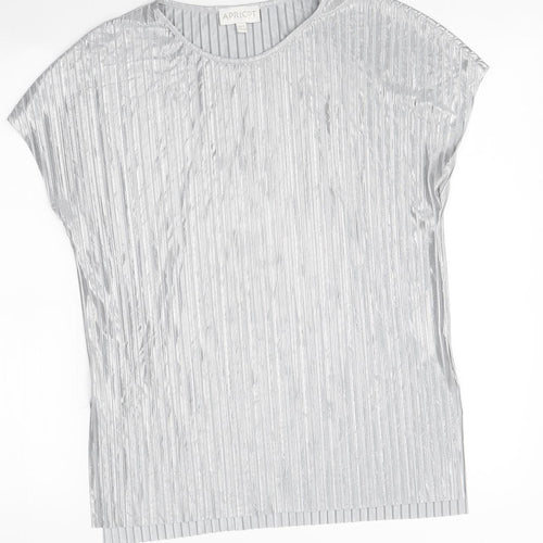 Apricot Womens Silver Polyester Basic Polo Size 8 Round Neck