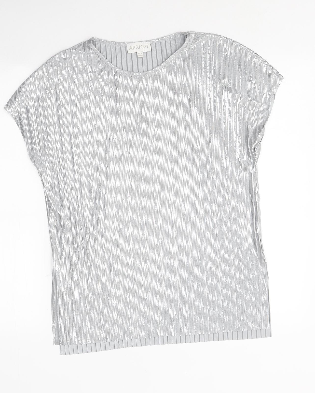 Apricot Womens Silver Polyester Basic Polo Size 8 Round Neck