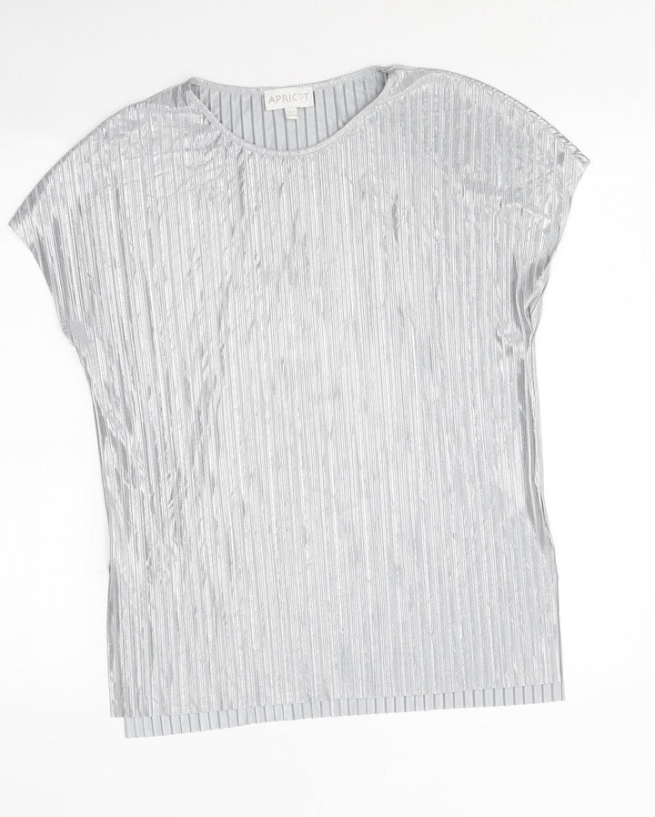Apricot Womens Silver Polyester Basic Polo Size 8 Round Neck