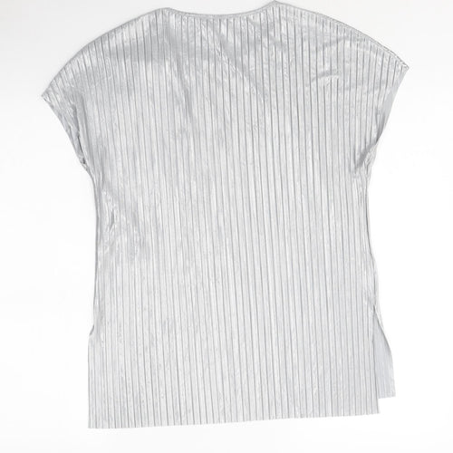 Apricot Womens Silver Polyester Basic Polo Size 8 Round Neck