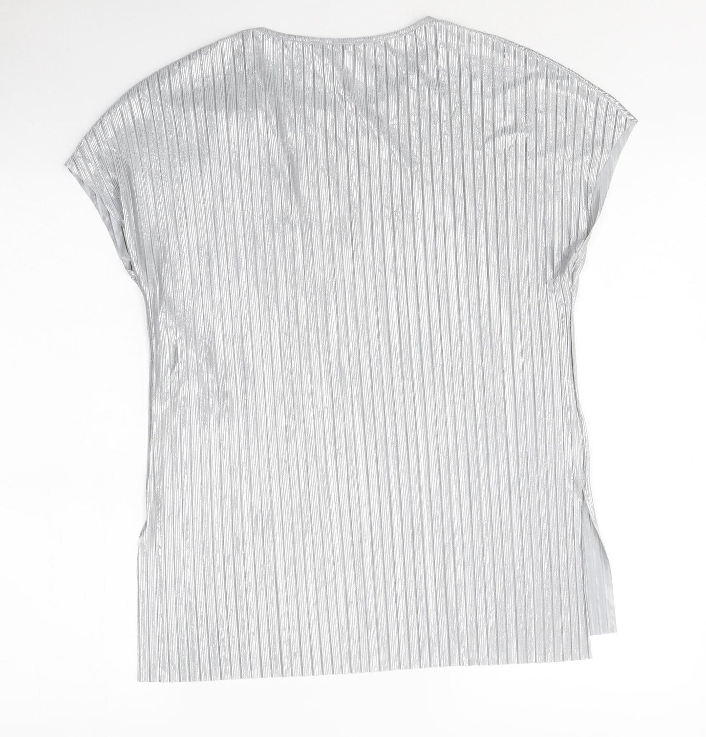 Apricot Womens Silver Polyester Basic Polo Size 8 Round Neck