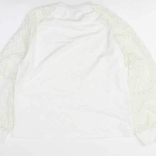 SheIn Womens White Round Neck Polyester Pullover Jumper Size L