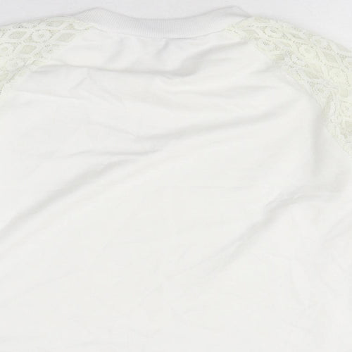 SheIn Womens White Round Neck Polyester Pullover Jumper Size L