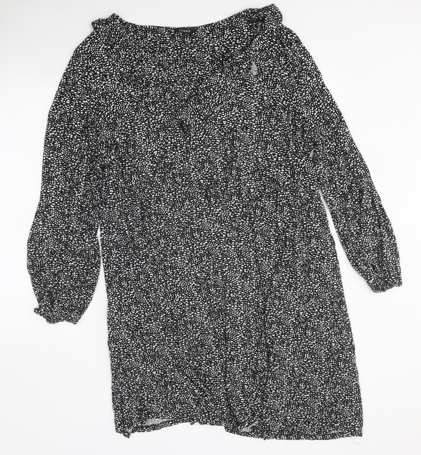 Evans Womens Black Polka Dot 100% Cotton A-Line Size 26 Round Neck Pullover - Size 26-28