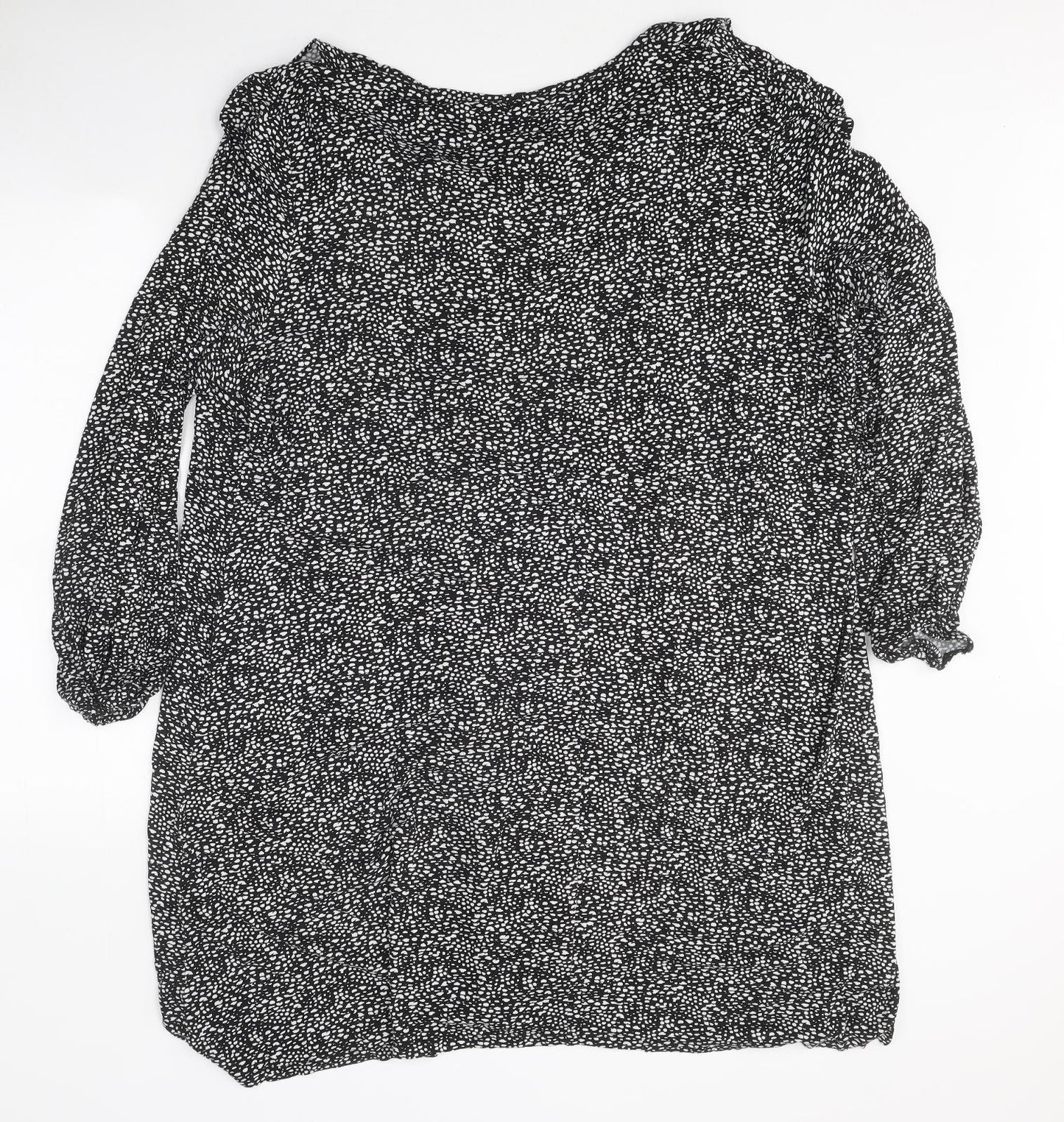 Evans Womens Black Polka Dot 100% Cotton A-Line Size 26 Round Neck Pullover - Size 26-28