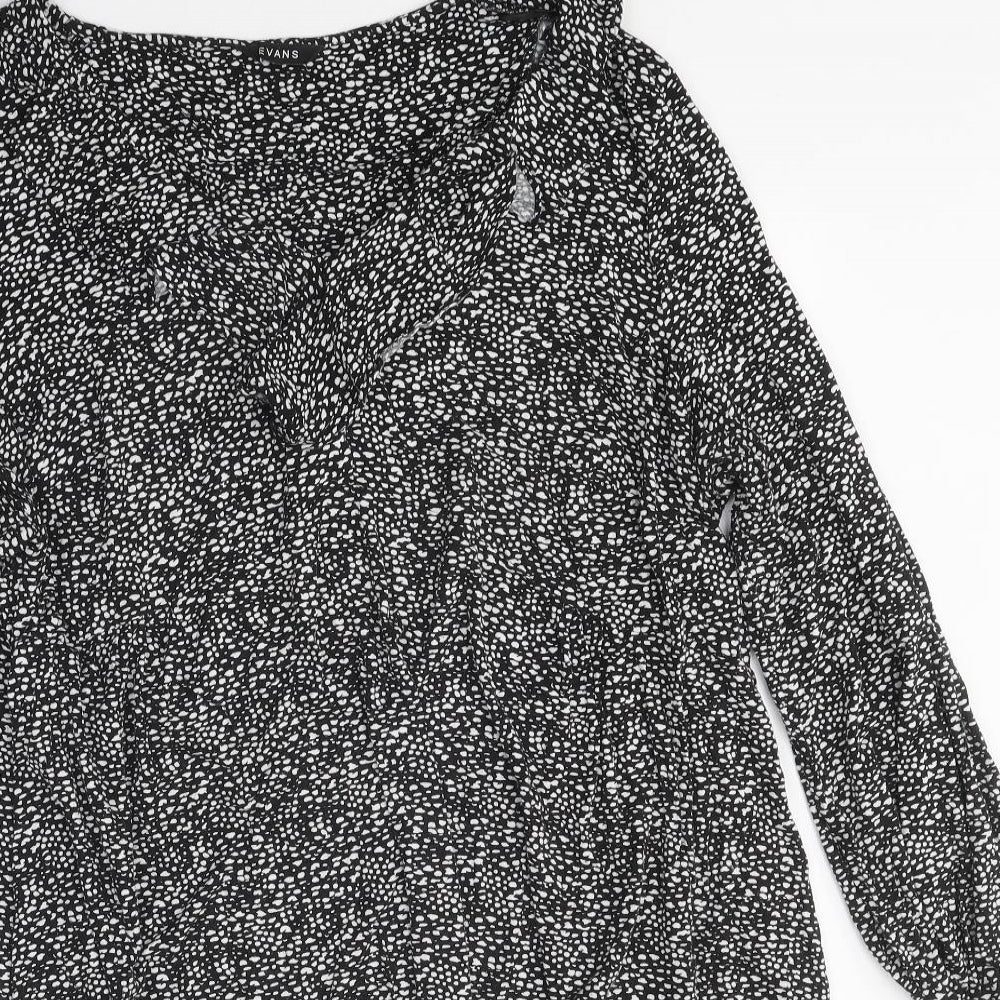 Evans Womens Black Polka Dot 100% Cotton A-Line Size 26 Round Neck Pullover - Size 26-28