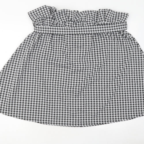 LIMITED Womens Black Check Polyester A-Line Skirt Size 26 Tie - Size 26-28