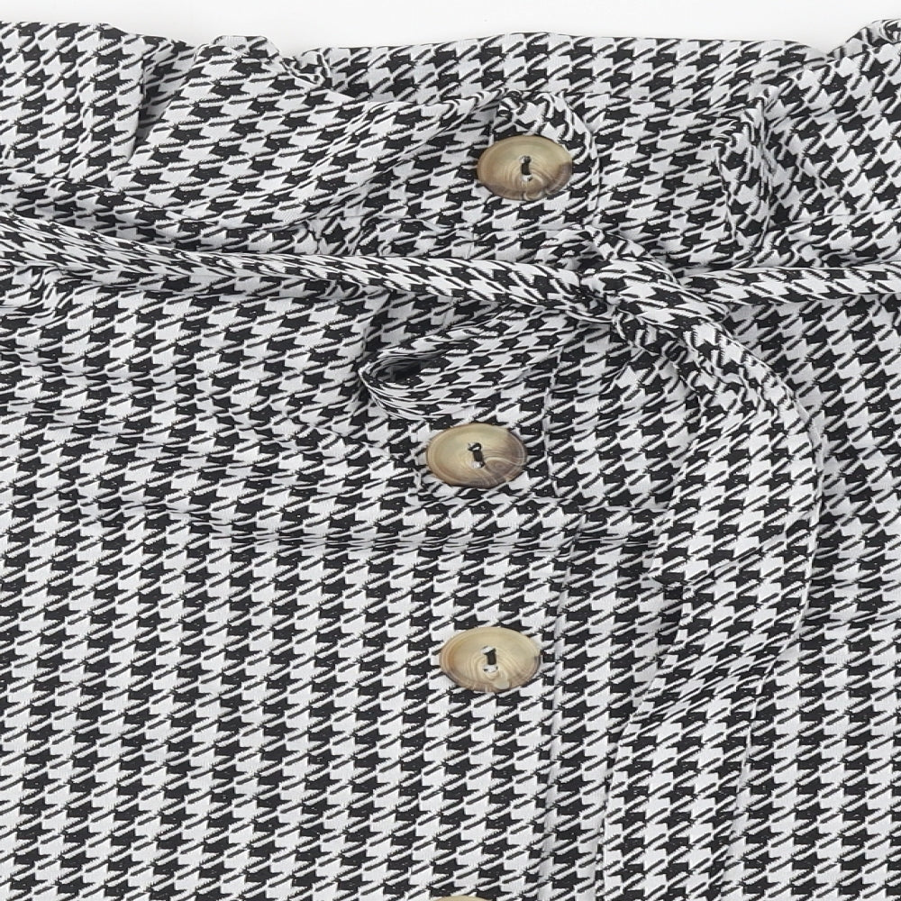 LIMITED Womens Black Check Polyester A-Line Skirt Size 26 Tie - Size 26-28