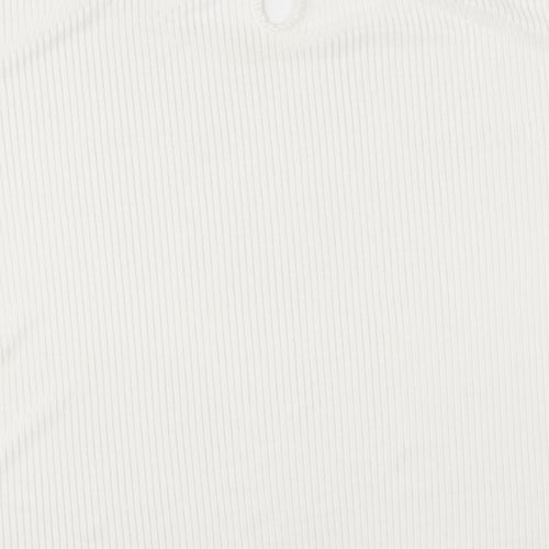 Amber Womens White Polyester Basic T-Shirt Size 14 Round Neck