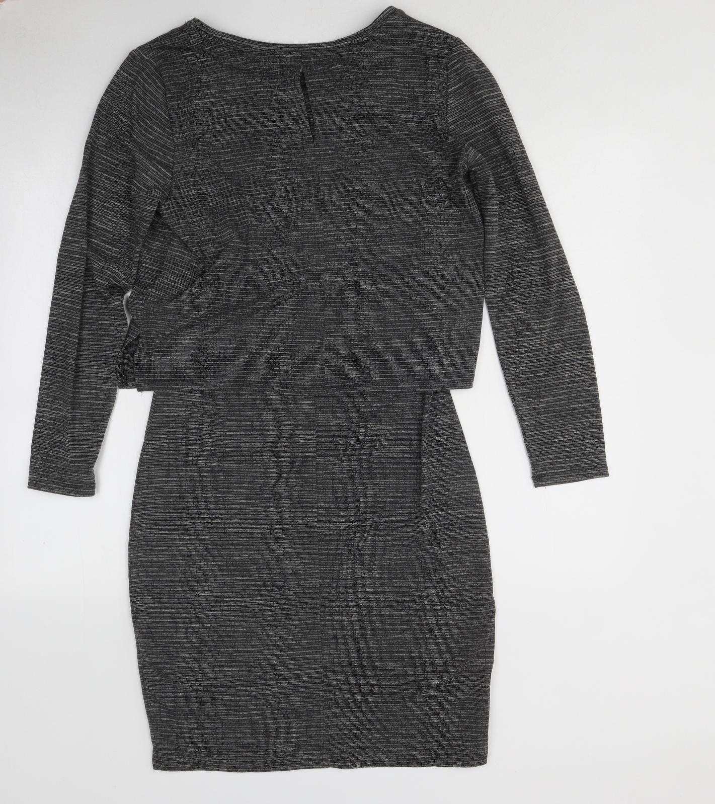 Fransa Womens Grey 100% Cotton Jumper Dress Size S Round Neck Pullover