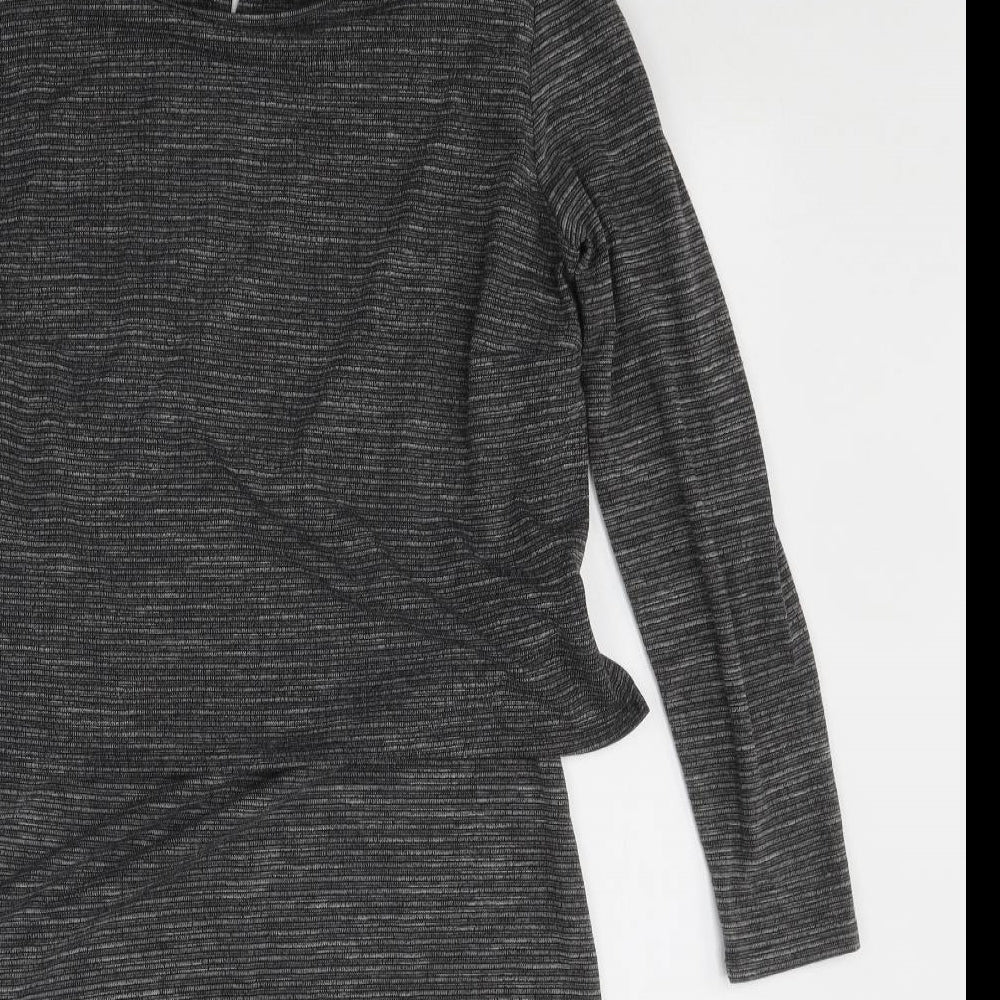 Fransa Womens Grey 100% Cotton Jumper Dress Size S Round Neck Pullover