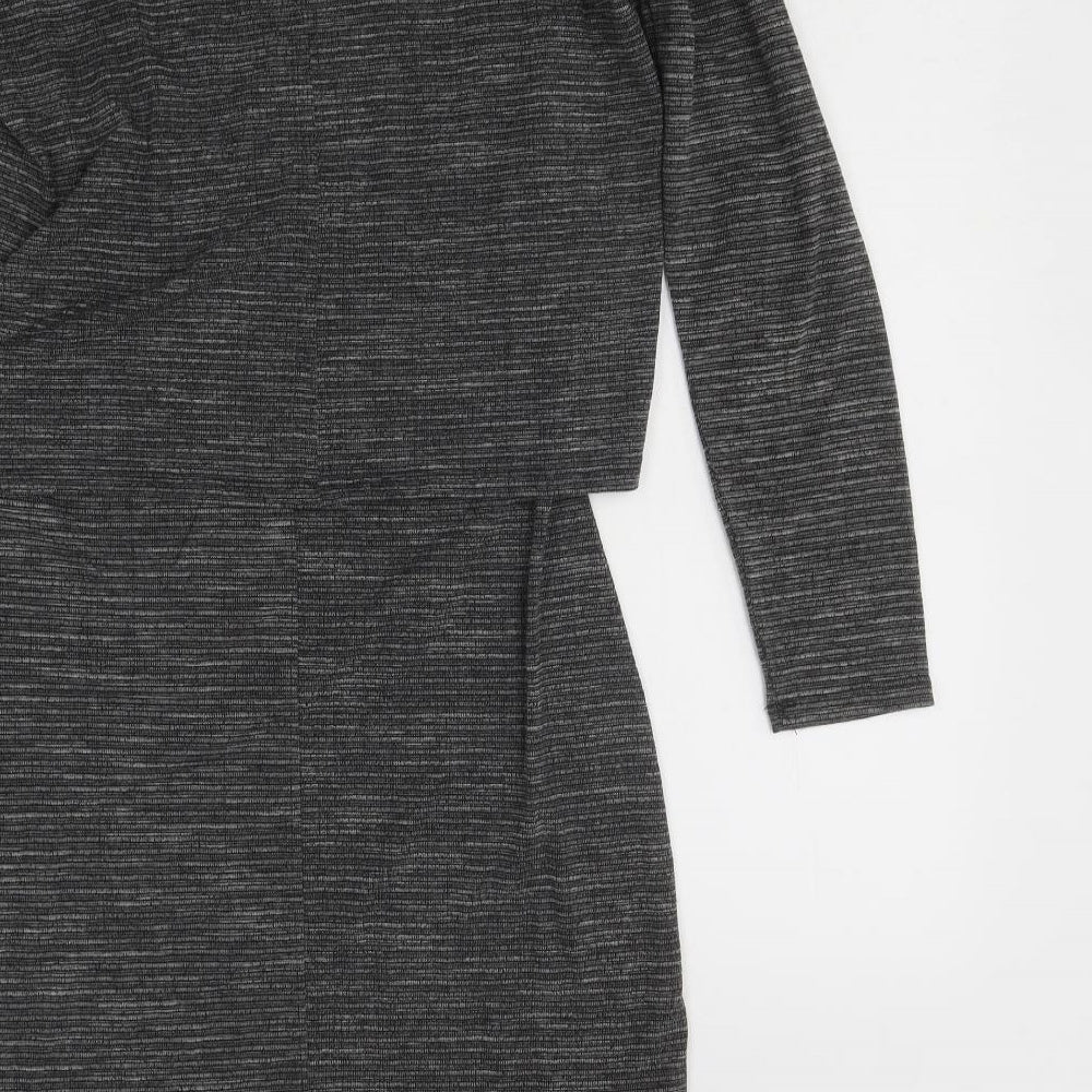 Fransa Womens Grey 100% Cotton Jumper Dress Size S Round Neck Pullover