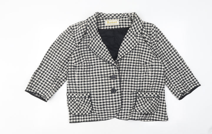 Roman Womens Black Check Jacket Size 18 Button