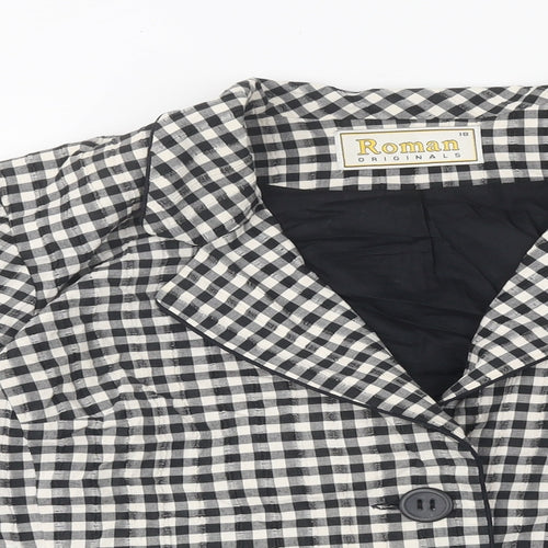 Roman Womens Black Check Jacket Size 18 Button