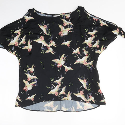 Dorothy Perkins Womens Black Geometric Polyester Basic Blouse Size 6 Round Neck