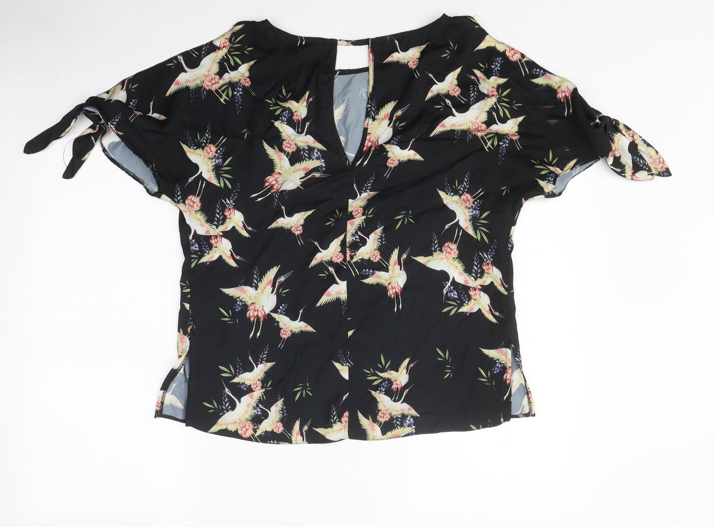 Dorothy Perkins Womens Black Geometric Polyester Basic Blouse Size 6 Round Neck